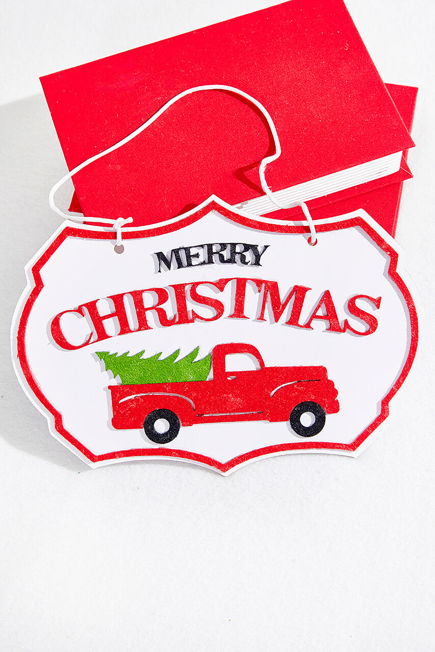 6.5" x 10" Merry Christmas with Truck Ornament