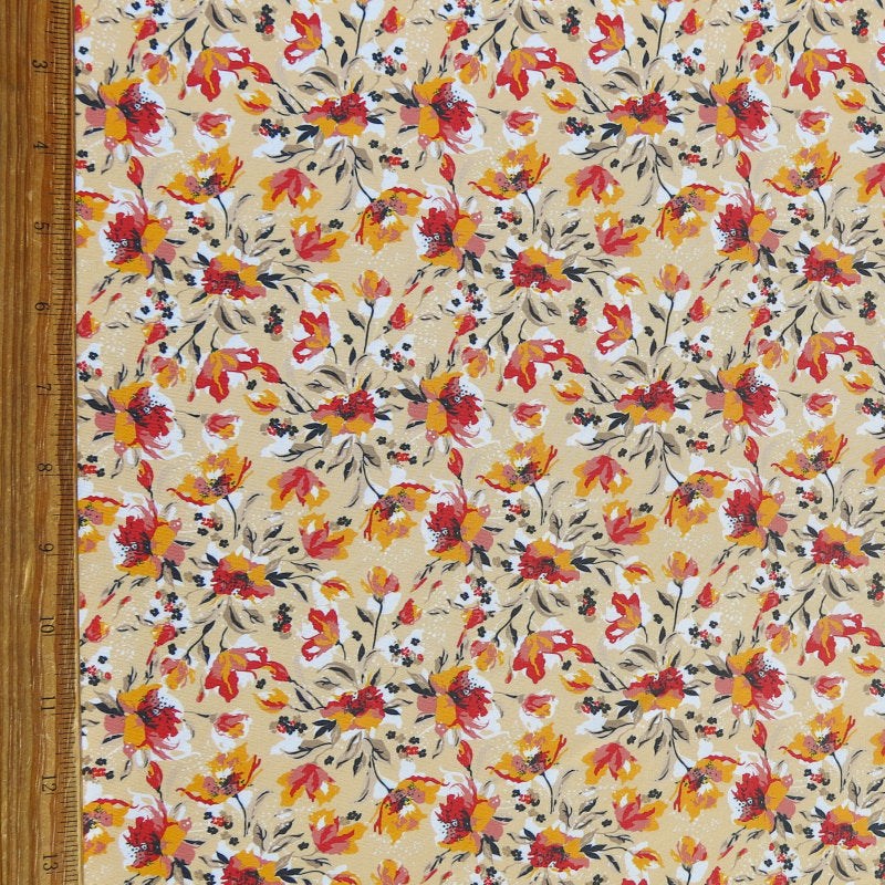 Swim Knit Poly Spandex Fiery Floral 4-Way Stretch