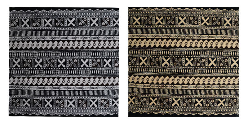 Fijian Geometric Design Cotton Light Barkcloth Fabric - Dark Brown, Brown, 45" Width (1 Yard)