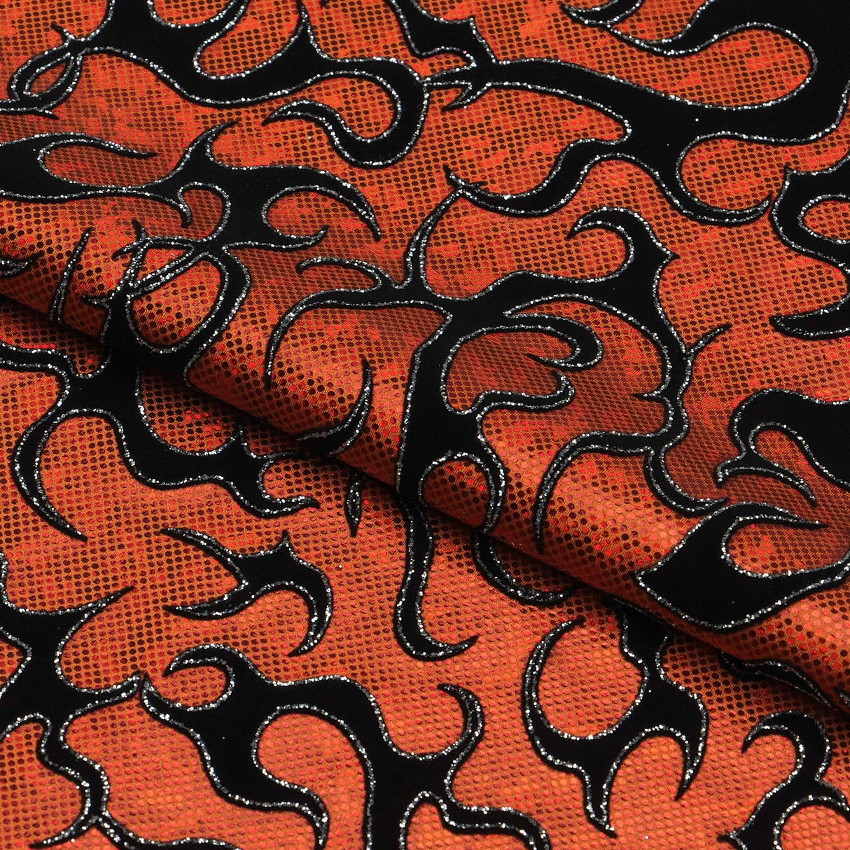 Flame Flocked Hologram Spandex Fabric