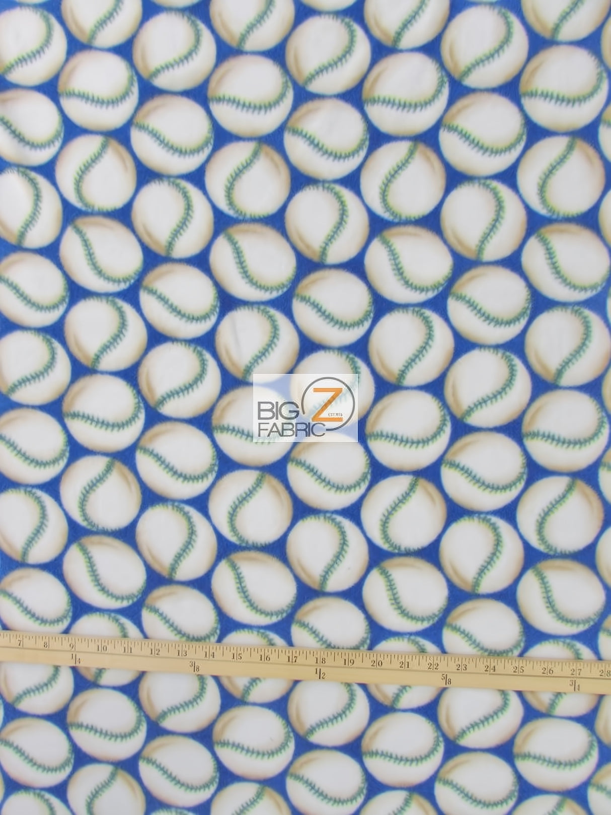 Printed Fleece Fabric Sports Baseball Blue by the Yard