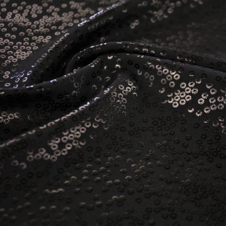 Flipside Foil Printed Superflex Nylon Spandex Fabric - Metallic Scattered Dot Print, 56" Width (1 Yard)
