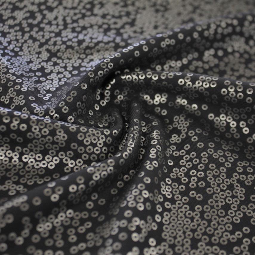Flipside Foil Printed Superflex Nylon Spandex Fabric - Metallic Scattered Dot Print, 56" Width (1 Yard)