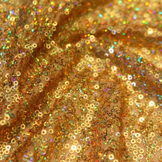 Flirt Stretch Mesh Sequin Fabric - All-Over Embroidered Cluster Sequins, 58/60" Width, 93% Polyester 7% Spandex (1 Yard)