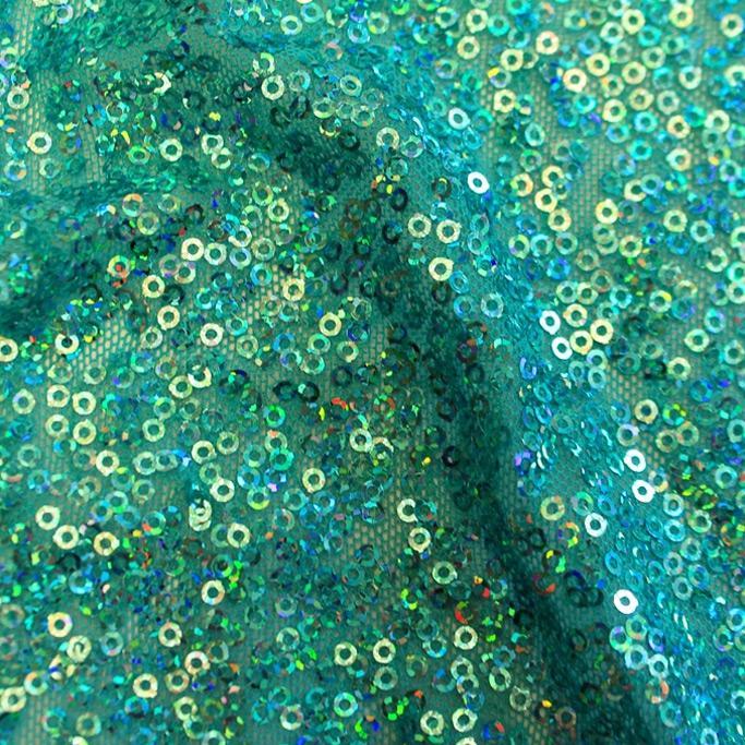 Flirt Stretch Mesh Sequin Fabric - All-Over Embroidered Cluster Sequins, 58/60" Width (1 Yard)