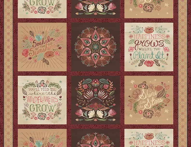 Cotton Craft Panel Floralscape Multi 44/45" Fabric