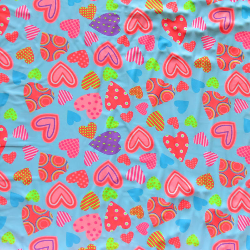 Swim Knit Nylon Spandex Fluorescent Hearts