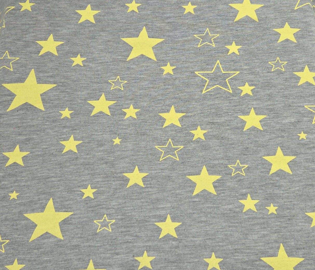 Printed French Terry Yellow Stars Heather Gray
