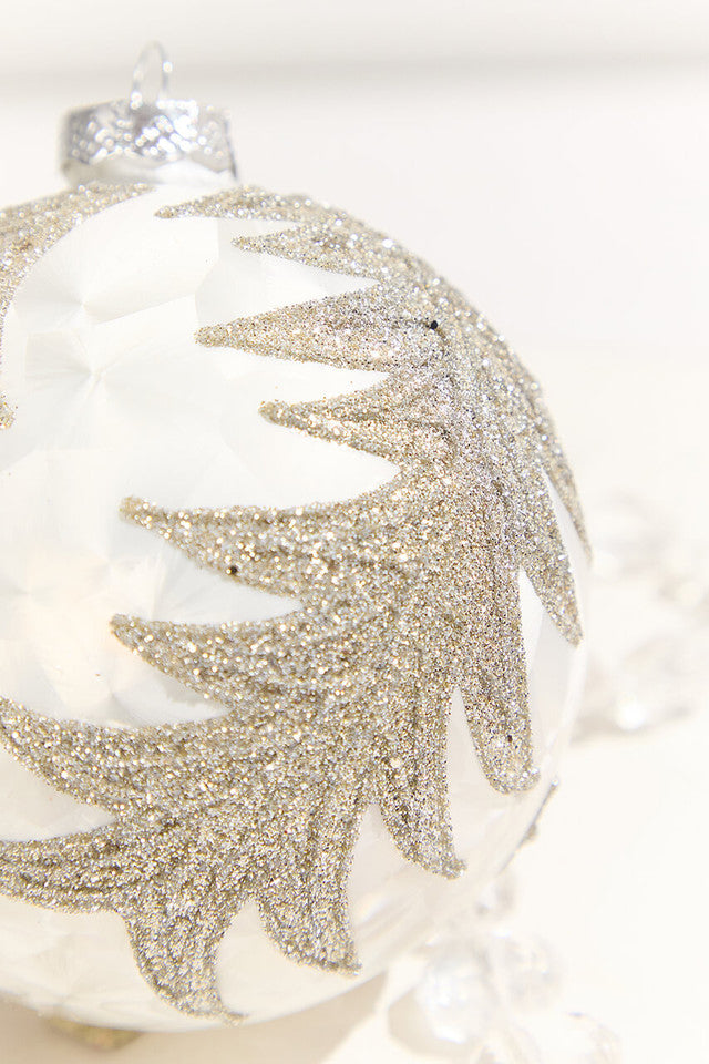4" Frosted Silver Tree Glass Ornament Set
