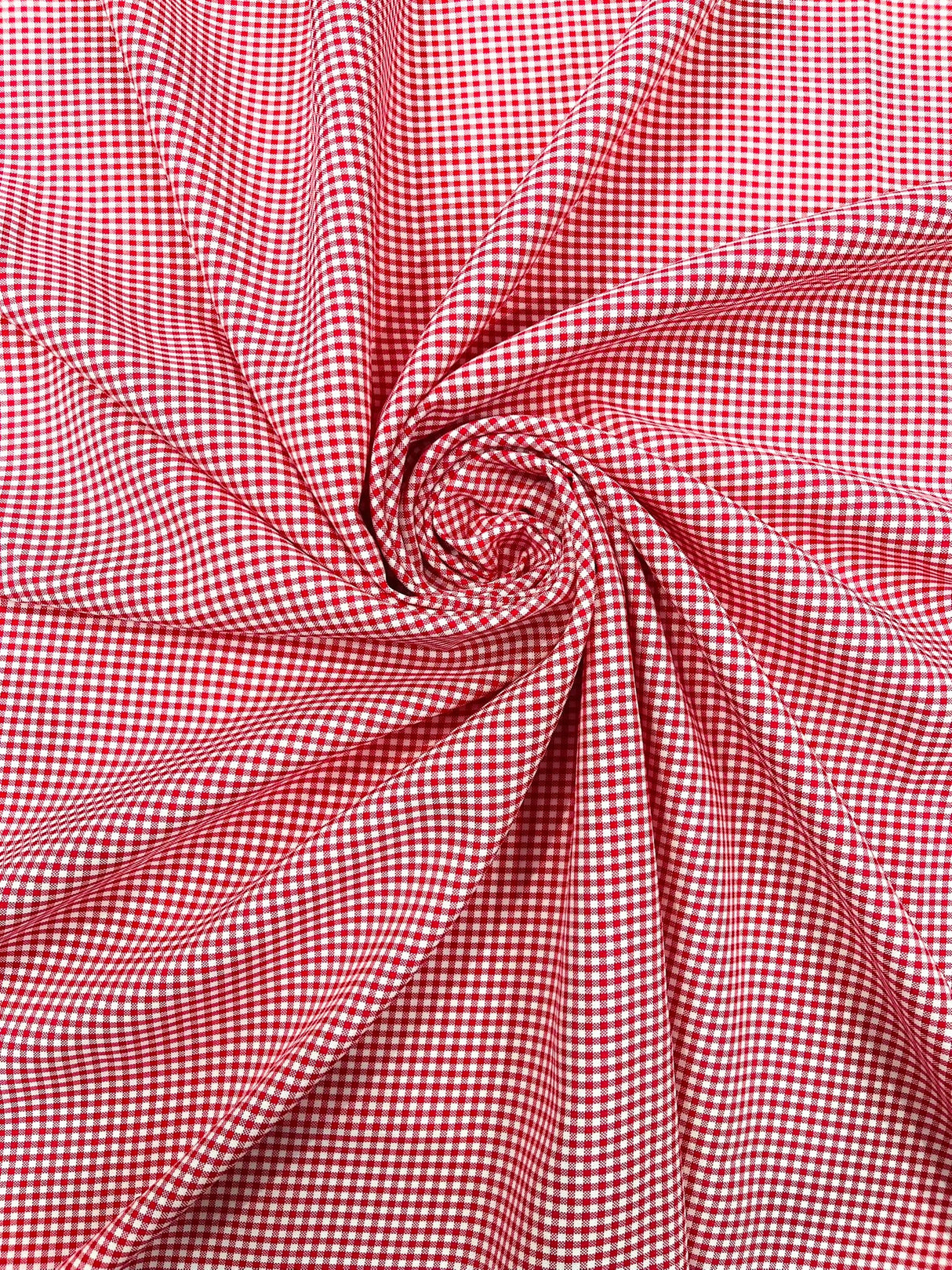 Gingham 1/8 Squares Polyester Poplin Fabric - Checkered Gingham, 60" Width (1 Yard)