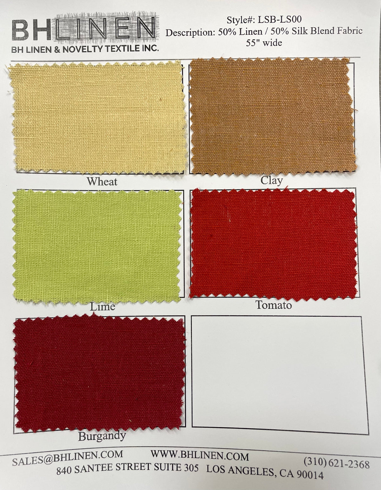 Linen Silk Blend Swatch Fabric