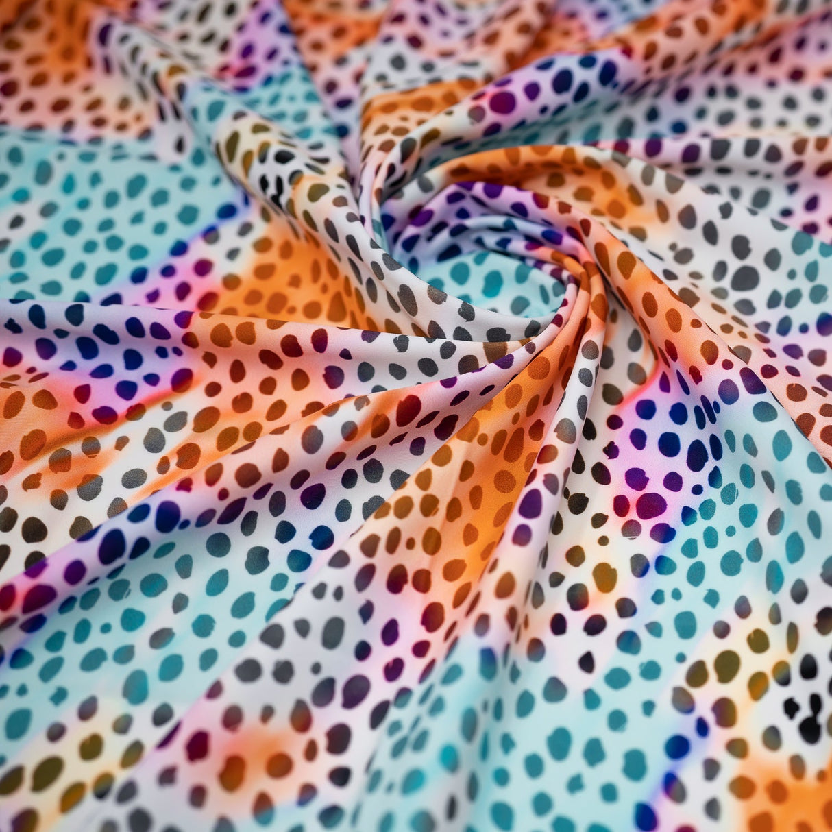 Funky Airbrushed Spots Printed Spandex Fabric - Blue, Airbrushed Spots, 55/56" Width (1 Yard)