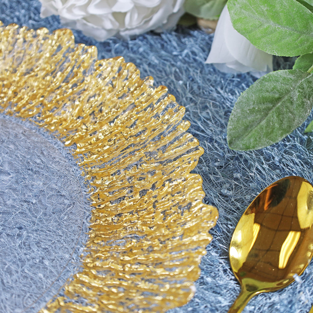 Glass Charger Plate 13" Clear Gold Reef