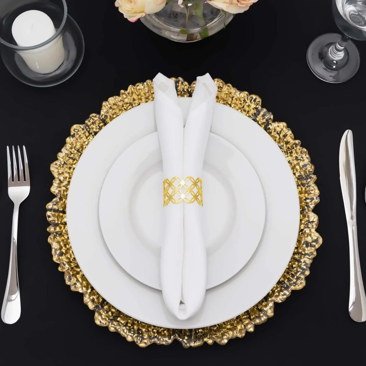 Glass Charger Plate 13" Clear Gold Reef