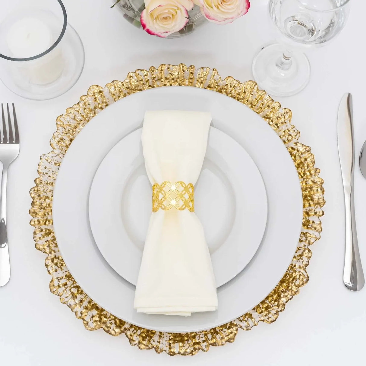 Glass Charger Plate 13" Clear Gold Reef