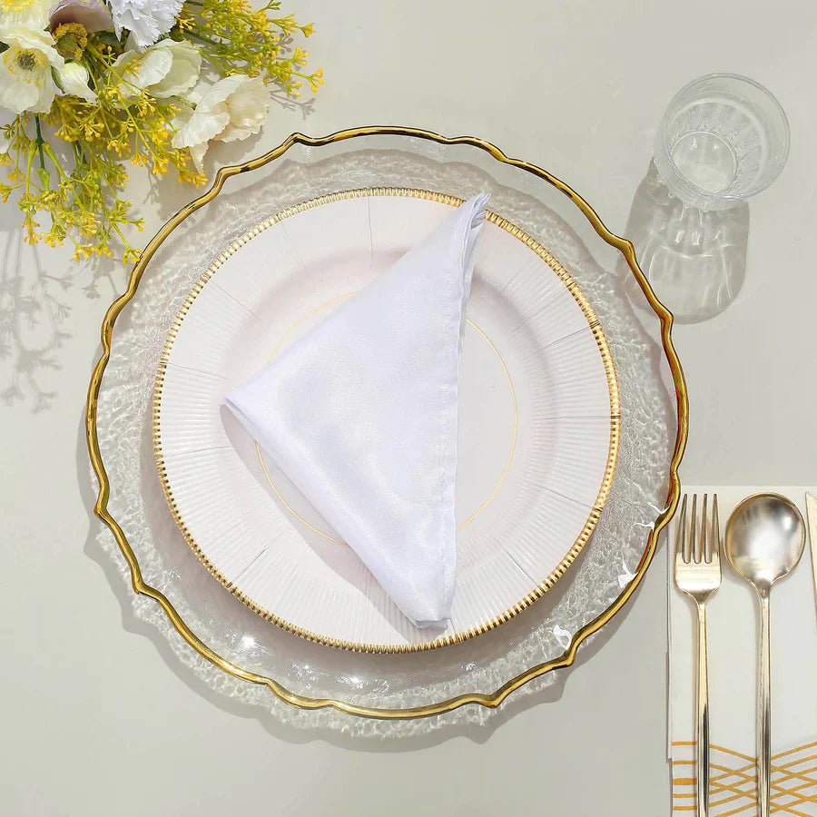 Glass Charger Plate 13" Gold Sunflower Scallop Rimmed