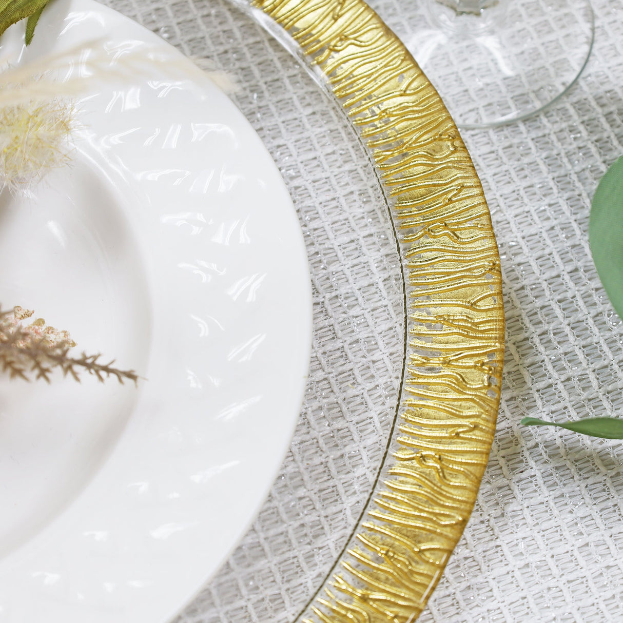 Gold Flare Glass Charger Plate 13 Inch