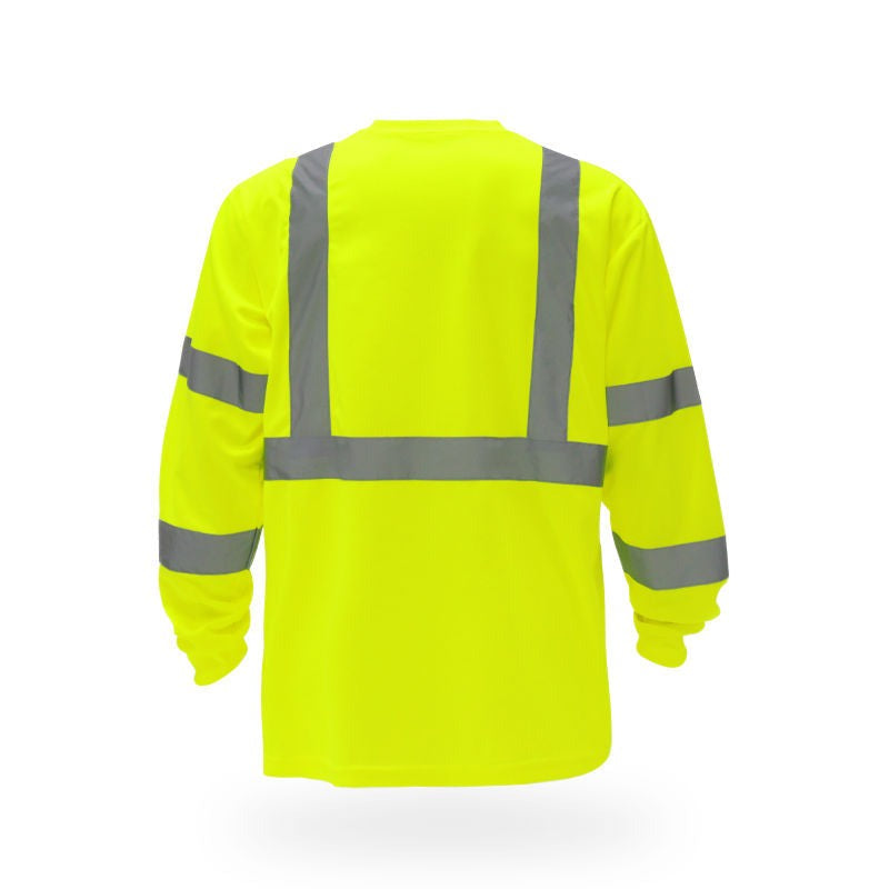 High Visibility Long Sleeve Safety T-Shirt 10 Pack - 2” wide - 100% Polyester