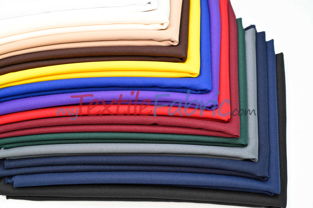 Polyester Gabardine Fabric - Multiple Colors, 58" Width (1 Yard)