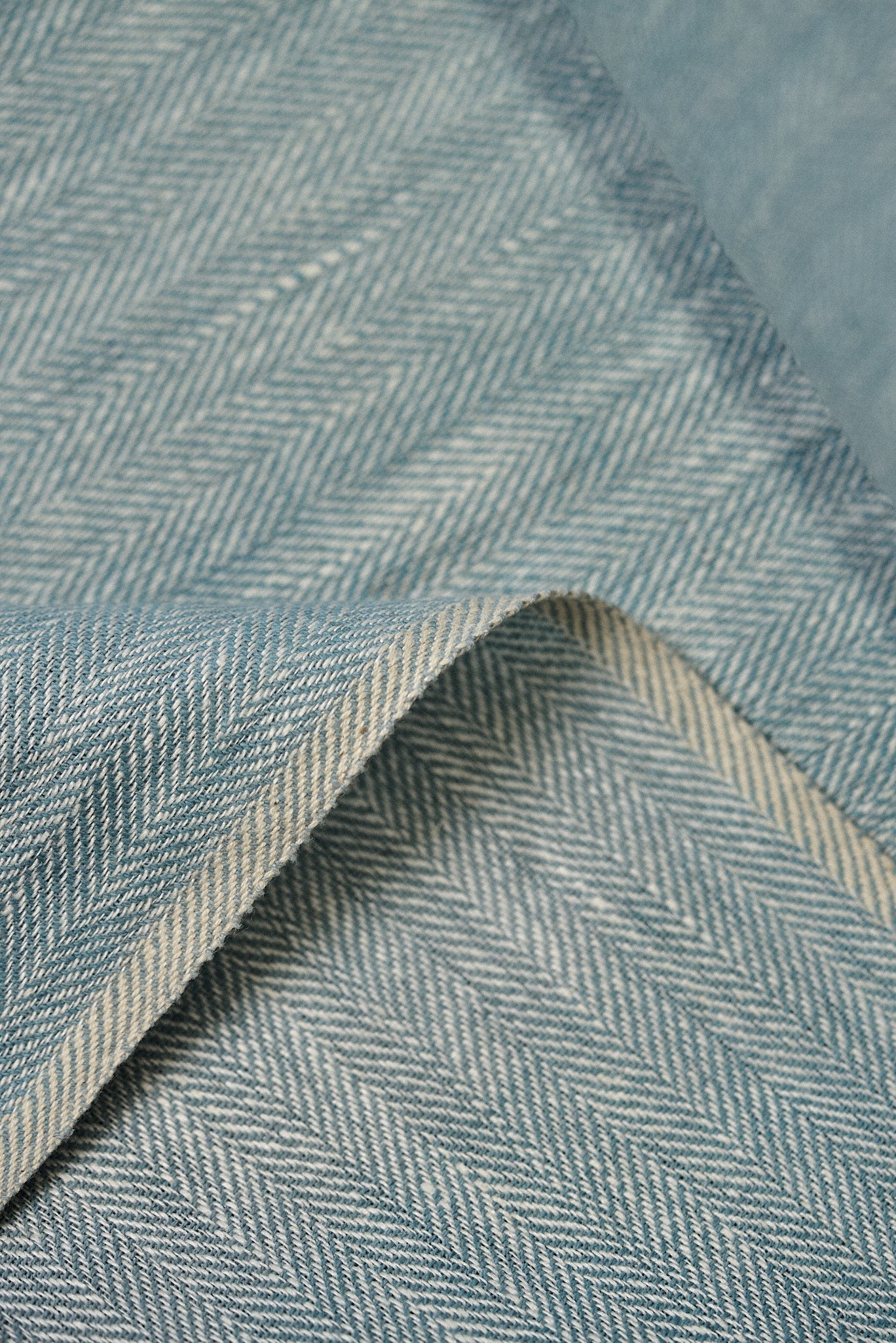 1 Yard Linen Novelty Herringbone Yarn-Dyed Fabric Azure Color 54” Width