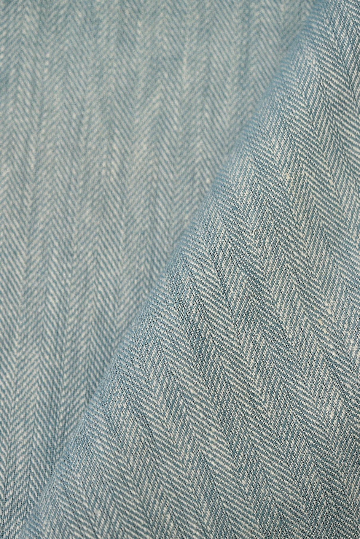 Linen Herringbone Yarn-Dyed Azure Fabric