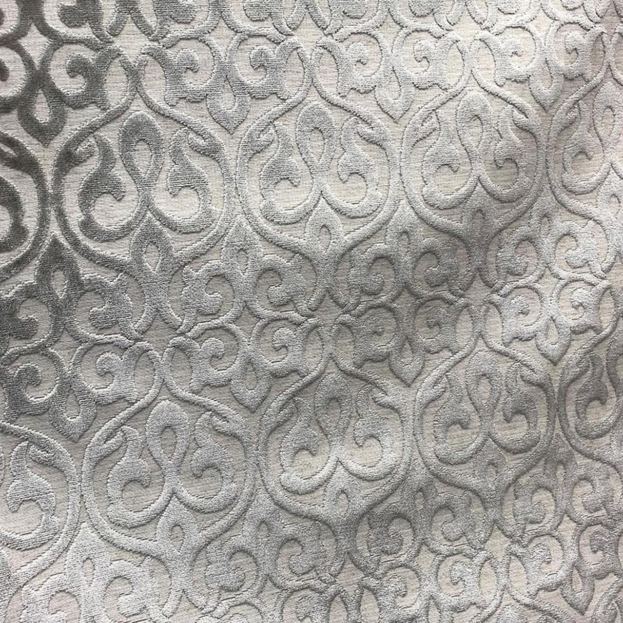Georgia Damask Cut Velvet Fabric - Beige, Mimosa, Turquoise, Royal, Gray, 56" Width (1 Yard)