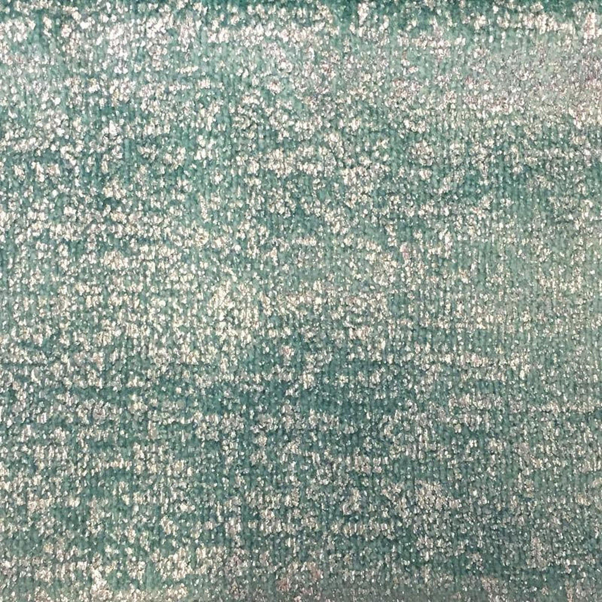 Glen Solid Metallic Velvet Fabric - White Solid Foil Print, 55" Width (1 Yard)