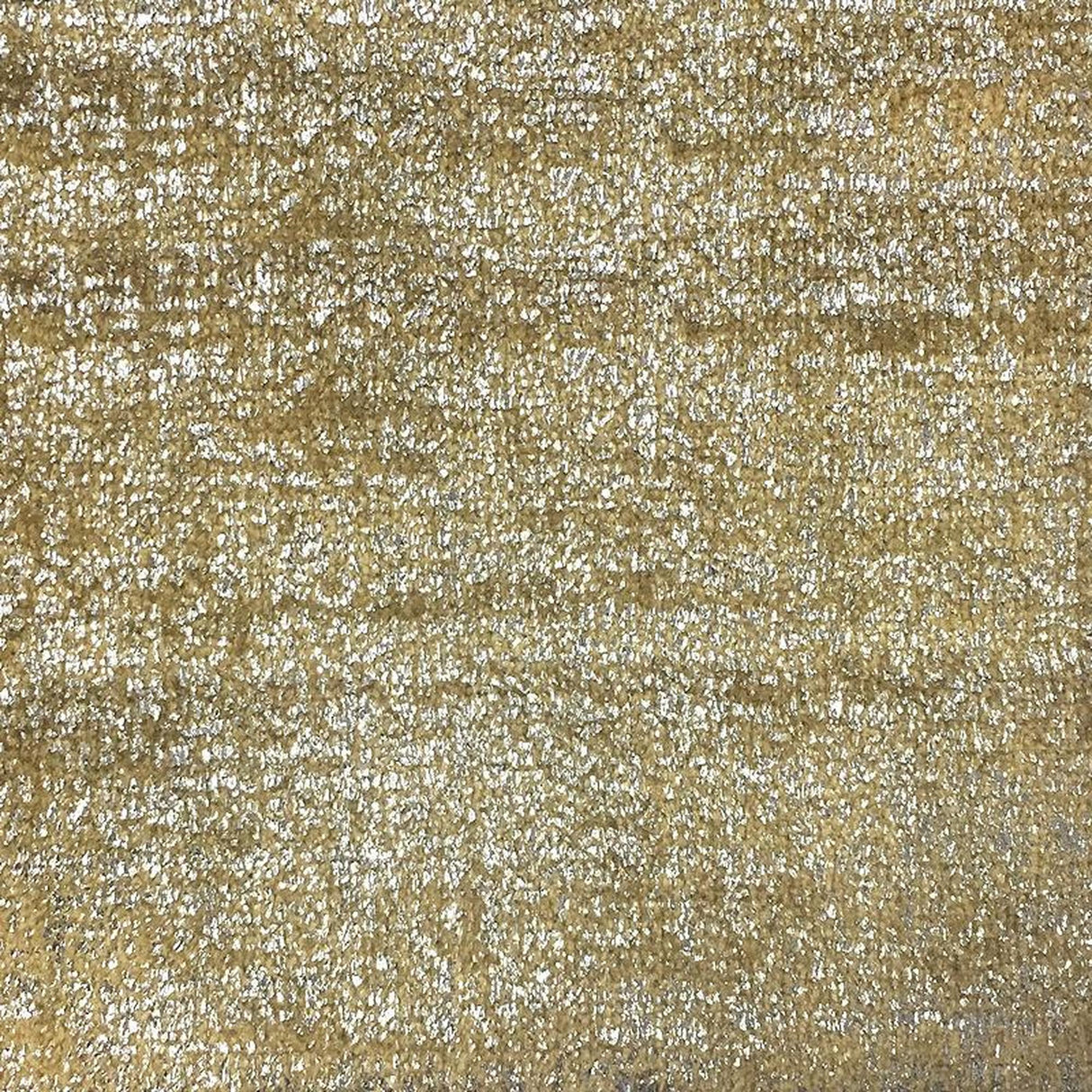Glen Solid Metallic Velvet Fabric - White Solid Foil Print, 55" Width (1 Yard)