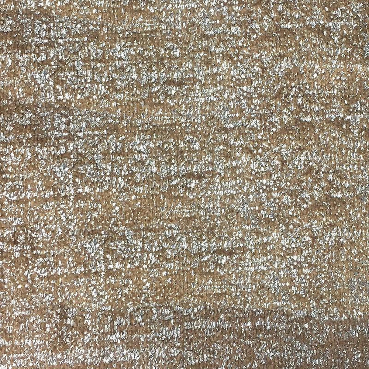 Glen Solid Metallic Velvet Fabric - White Solid Foil Print, 55" Width (1 Yard)
