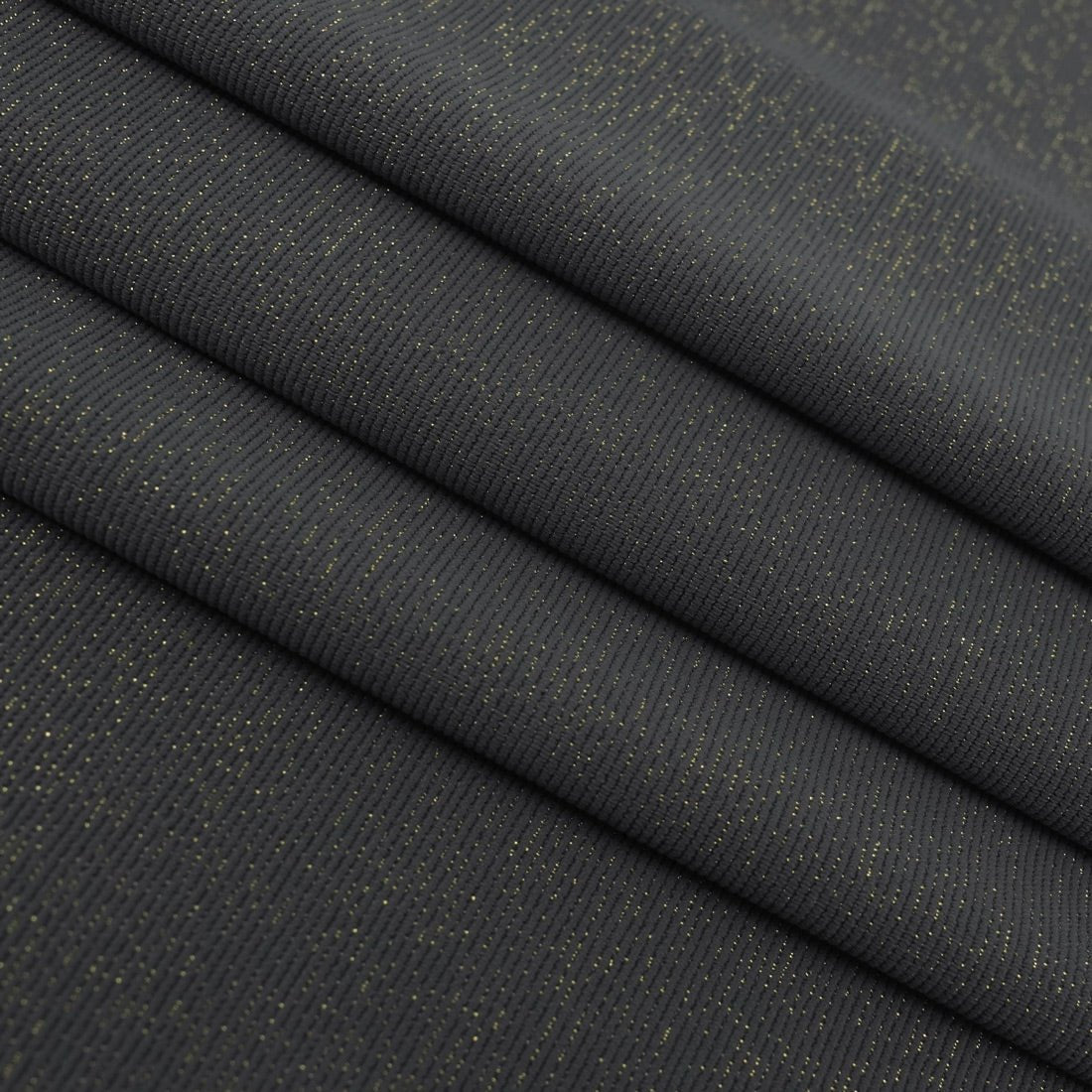 Glimmer Nylon Spandex Lurex Fabric - Black/Gold, 58" Width (1 Yard)