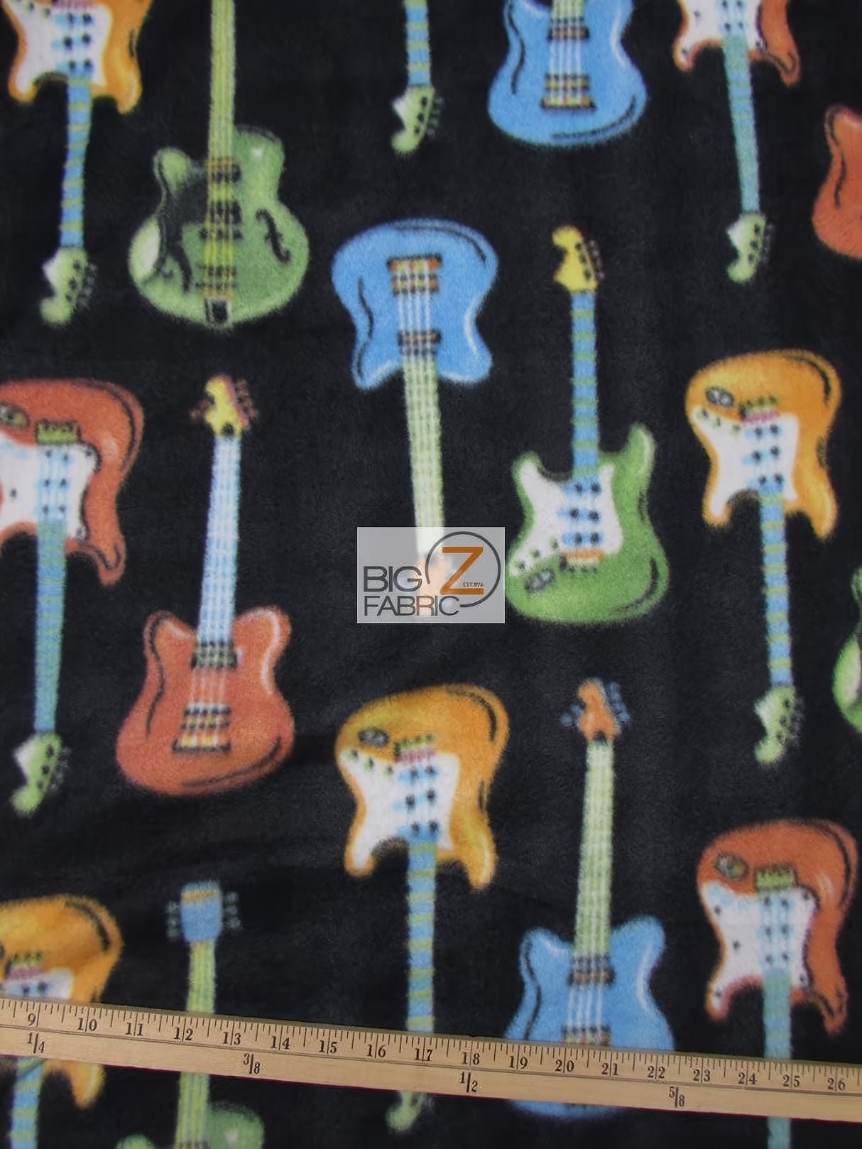Printed Guitar Fleece Fabric by the Yard