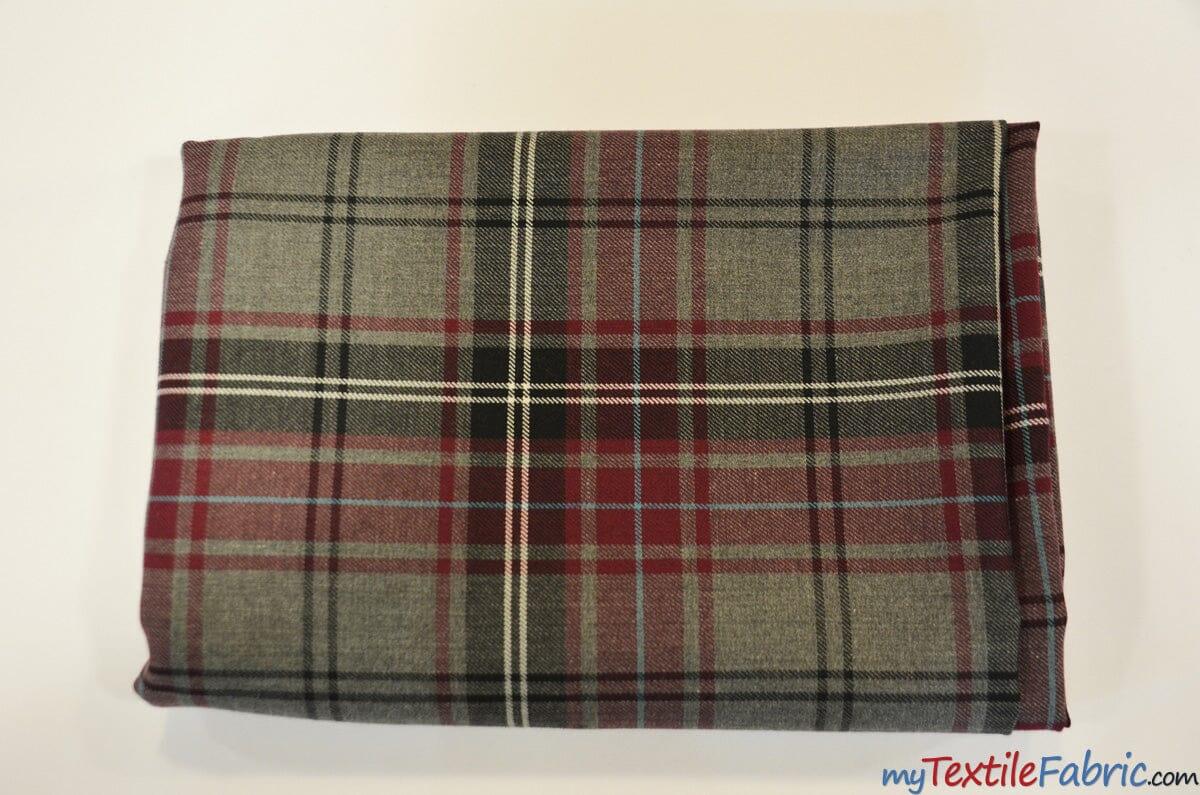 Grey Kilt Poly Rayon Fabric - Grey Plaid Tartan, 58/60" Width (1 Yard)