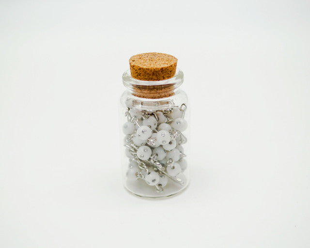 2 Inch Plain White Cork Glass Bottle Rosary Favors Pack of 12 Baptism Favors