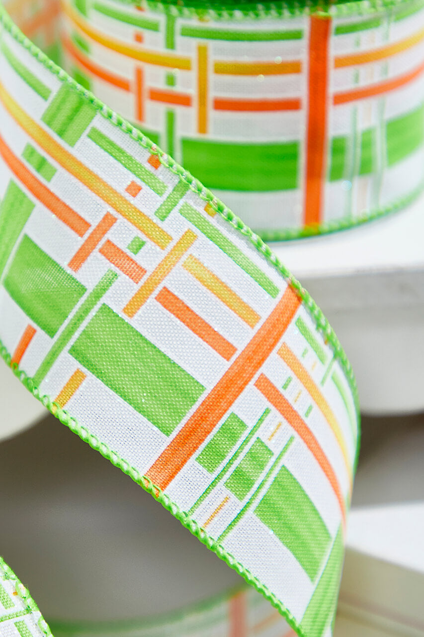 2.5" X 10 Yards Green Plaid Ribbon