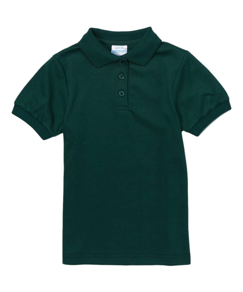 Girl's Uniform Polo Shirt - Cotton Polyester Interlock Fabric, Solid Colors, Short Sleeve, Sizes 5-18 (1 Piece)