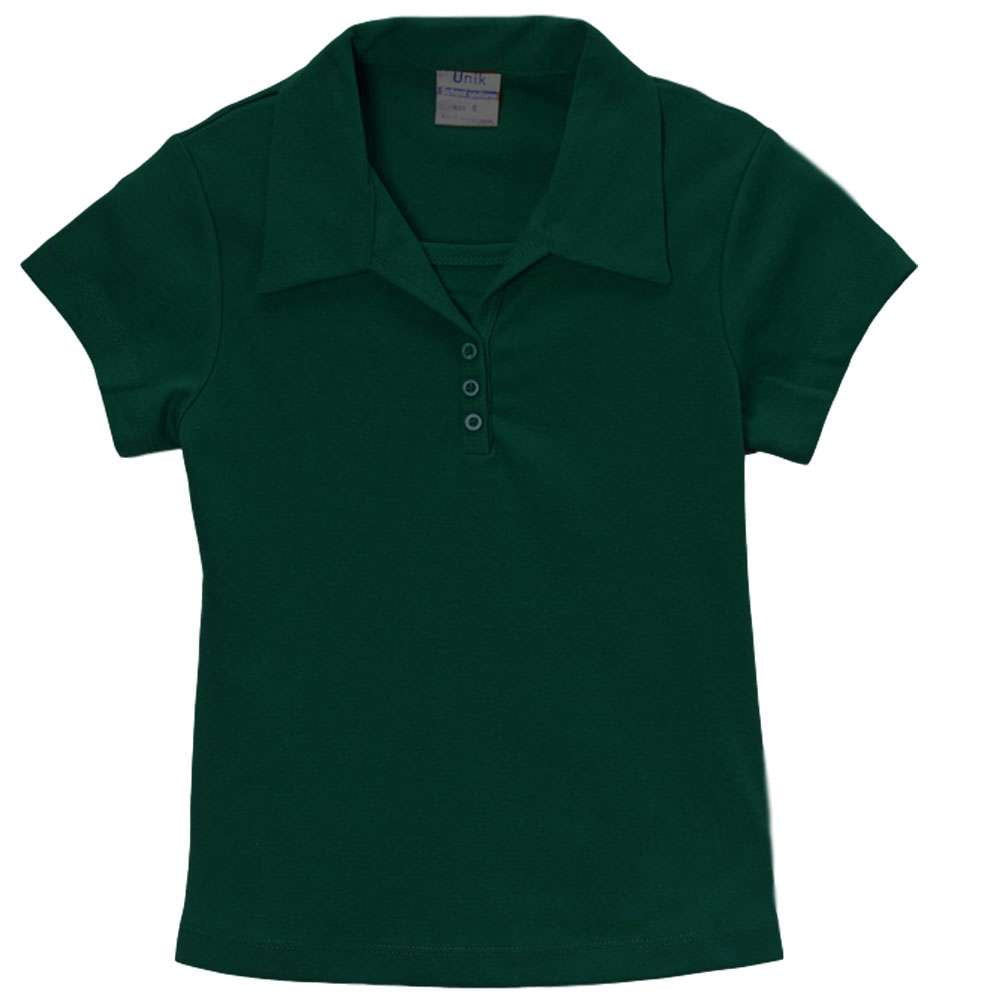 Girl's Uniform Triple Button Polyester Cotton Fabric - Interlock, White, Navy, Sky Blue, Red, Hunter Green, Burgundy, Light Grey, Sizes 5-18 (1 Piece)