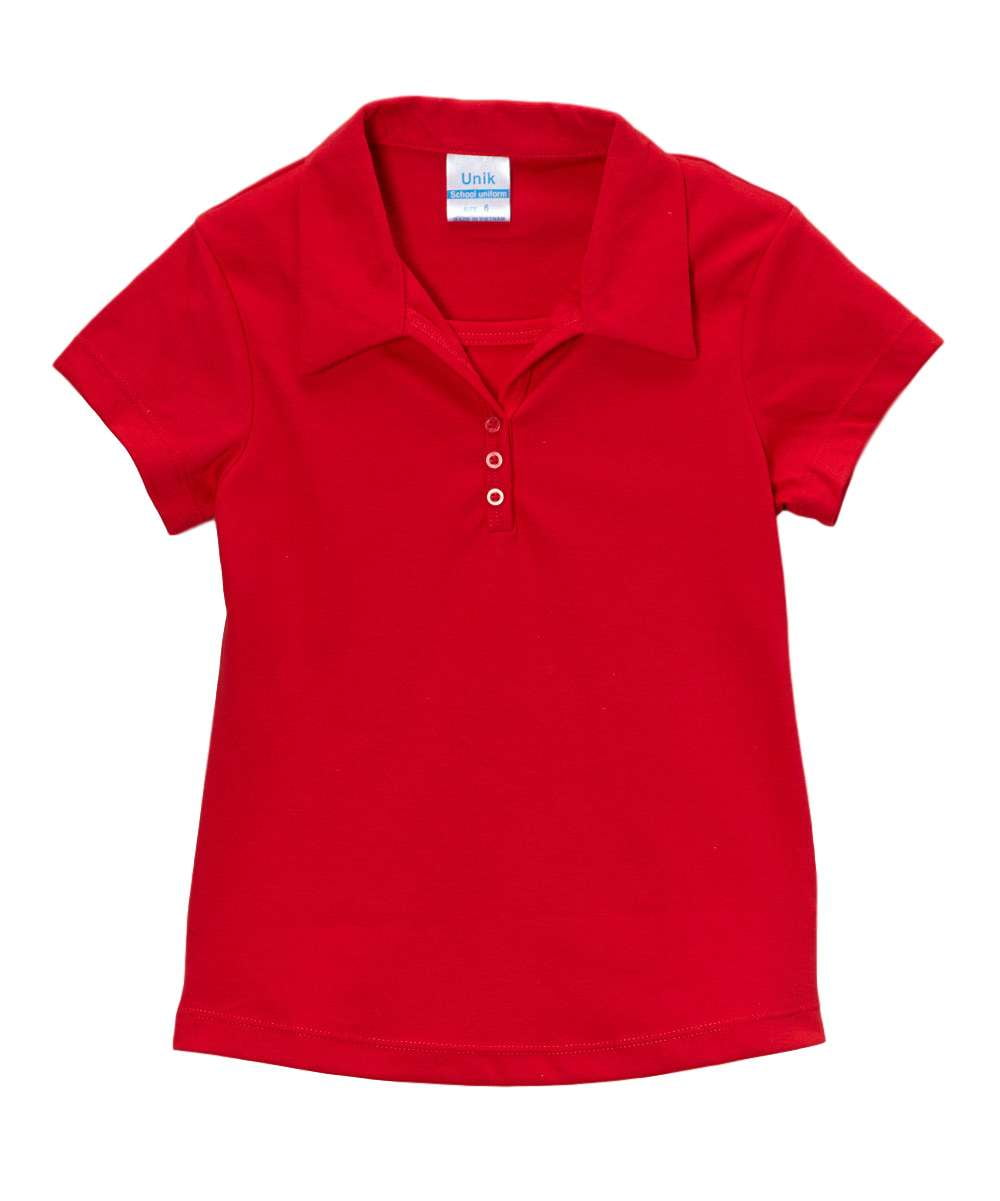 Girl's Uniform Triple Button Polyester Cotton Fabric - Interlock, White, Navy, Sky Blue, Red, Hunter Green, Burgundy, Light Grey, Sizes 5-18 (1 Piece)