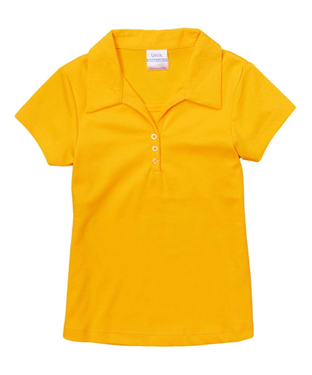 Girl's Uniform Triple Button Polyester Cotton Fabric - Interlock, White, Navy, Sky Blue, Red, Hunter Green, Burgundy, Light Grey, Sizes 5-18 (1 Piece)