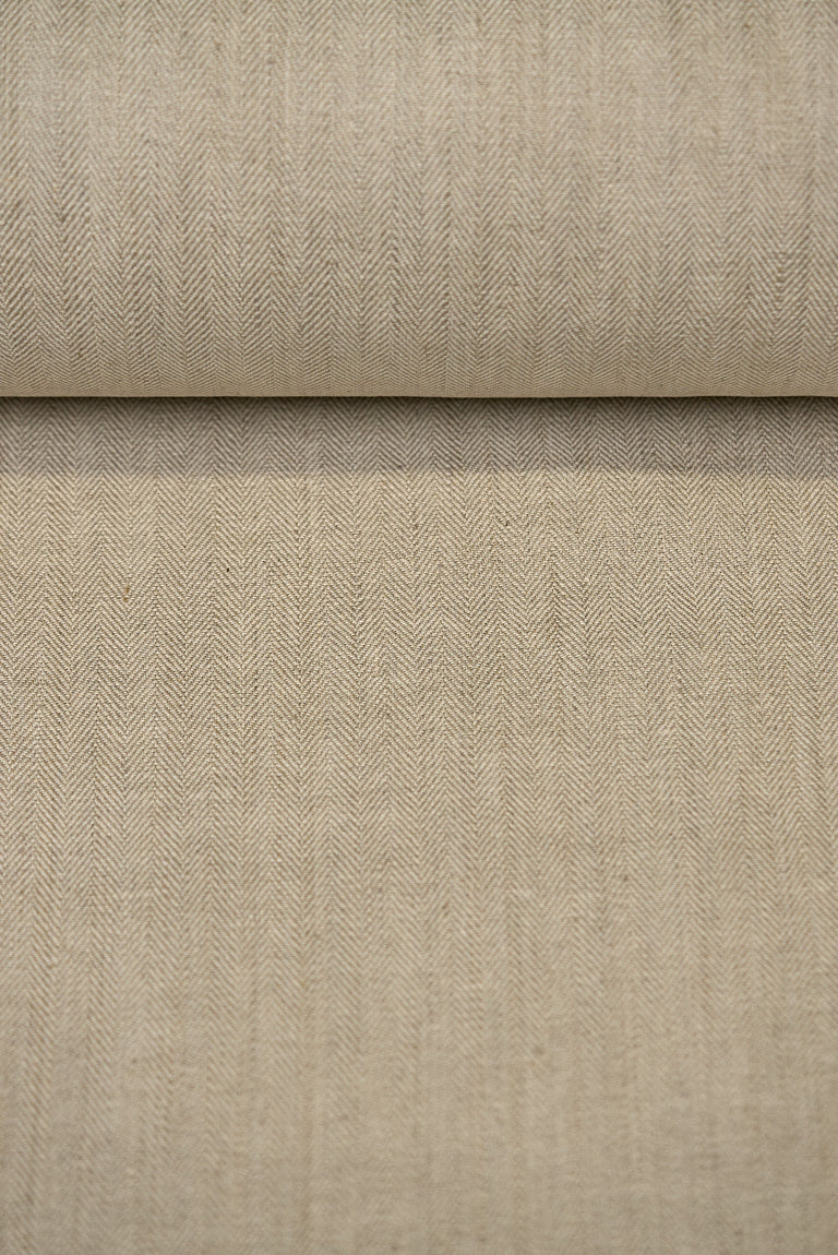 1 Yard Sand Novelty Herringbone Yarn Dyed Linen Premium Sewing Fabric 54" Width
