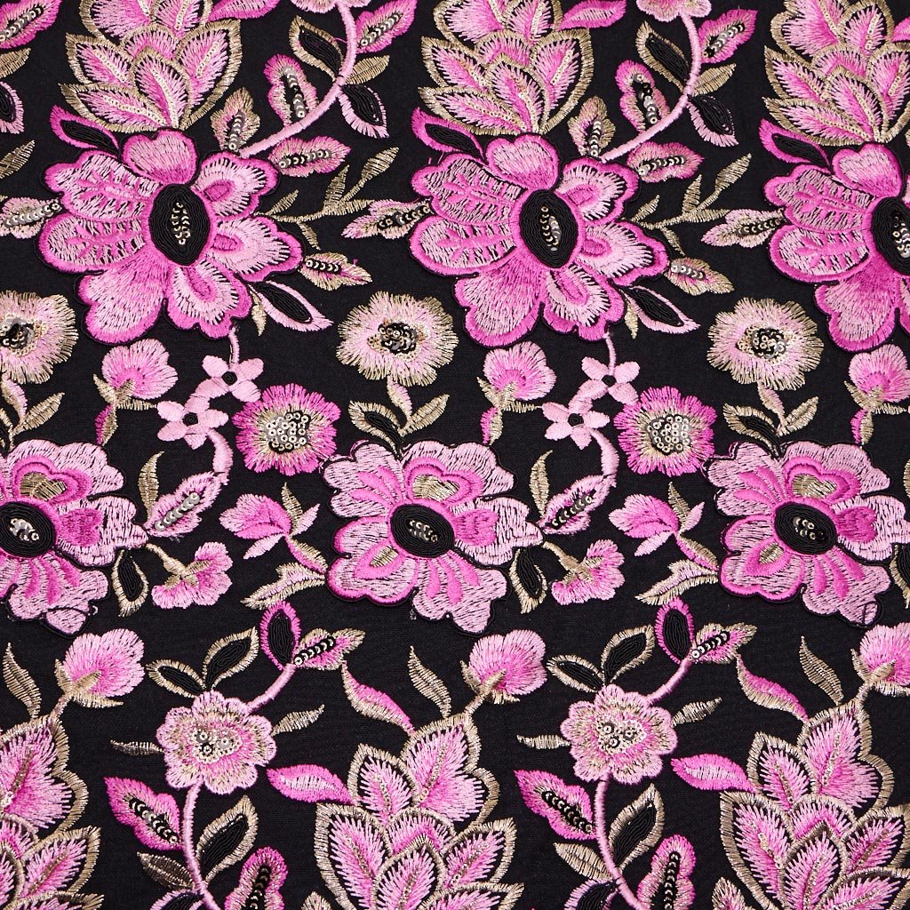 Embroidered Mesh Floral Fabric