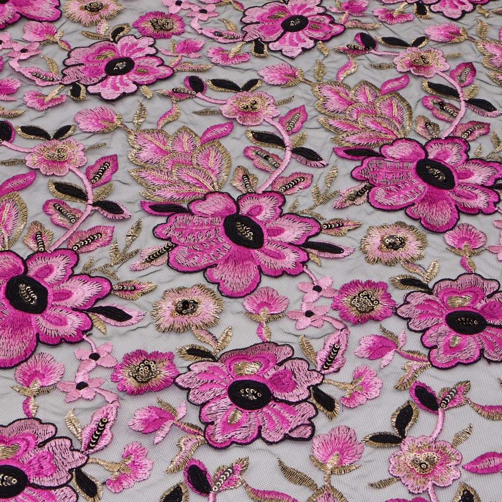 Embroidered Mesh Floral Fabric