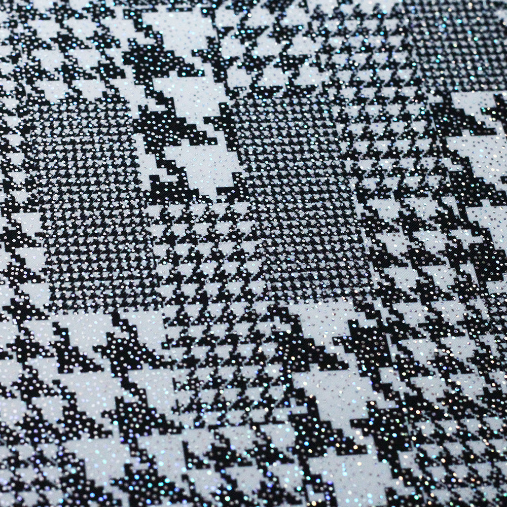 Gingham Style Polyester Spandex Fabric - Black and White Gingham Check, 58-60" Width, 4-Way Stretch (1 Yard)