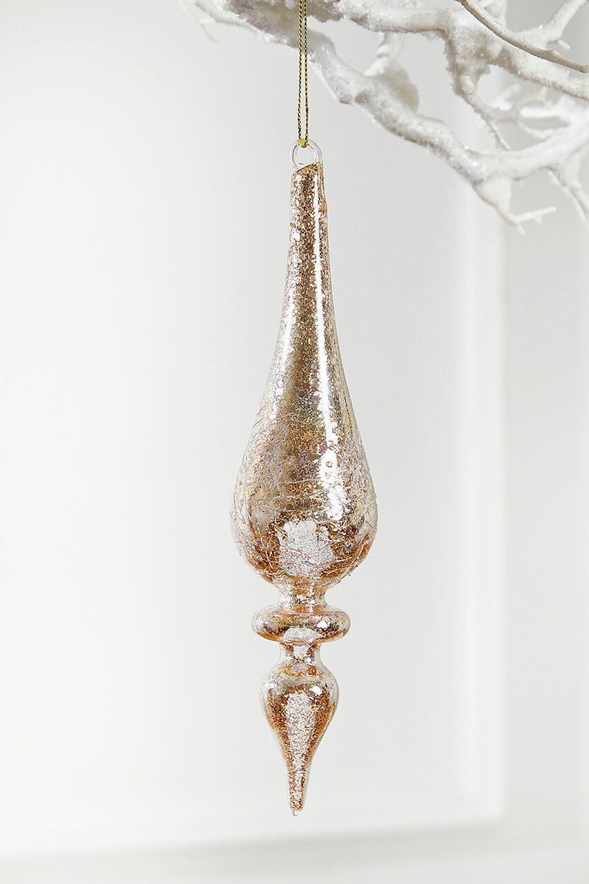 Glass Drop Ornament 9 Inch Champagne Elegant Christmas Decor