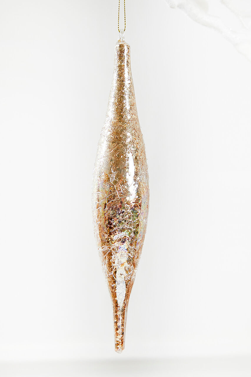 Glass Drop Ornament 9 Inch Champagne Elegant Christmas Decor