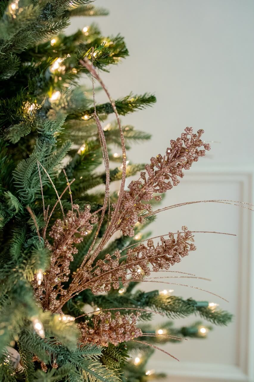 27” Glitter Mini Berry Grass Christmas Sprays - Champagne