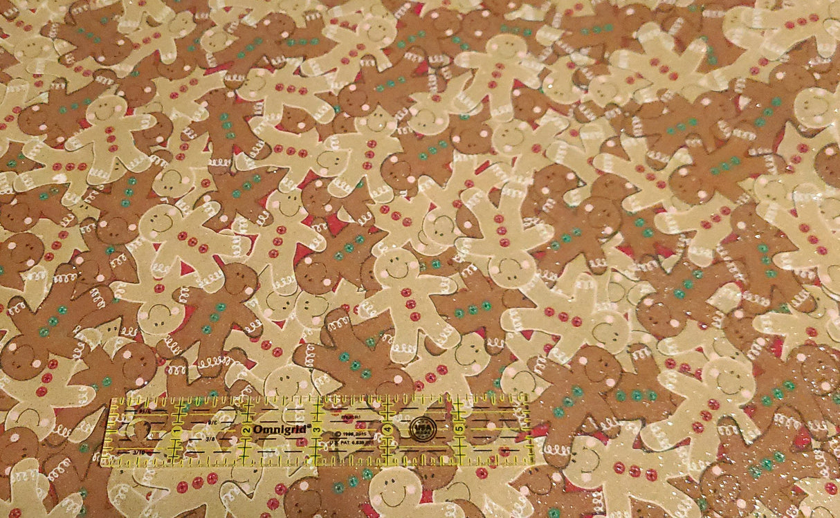 Quilting Cotton Glitter Gingerbread Christmas Fabric