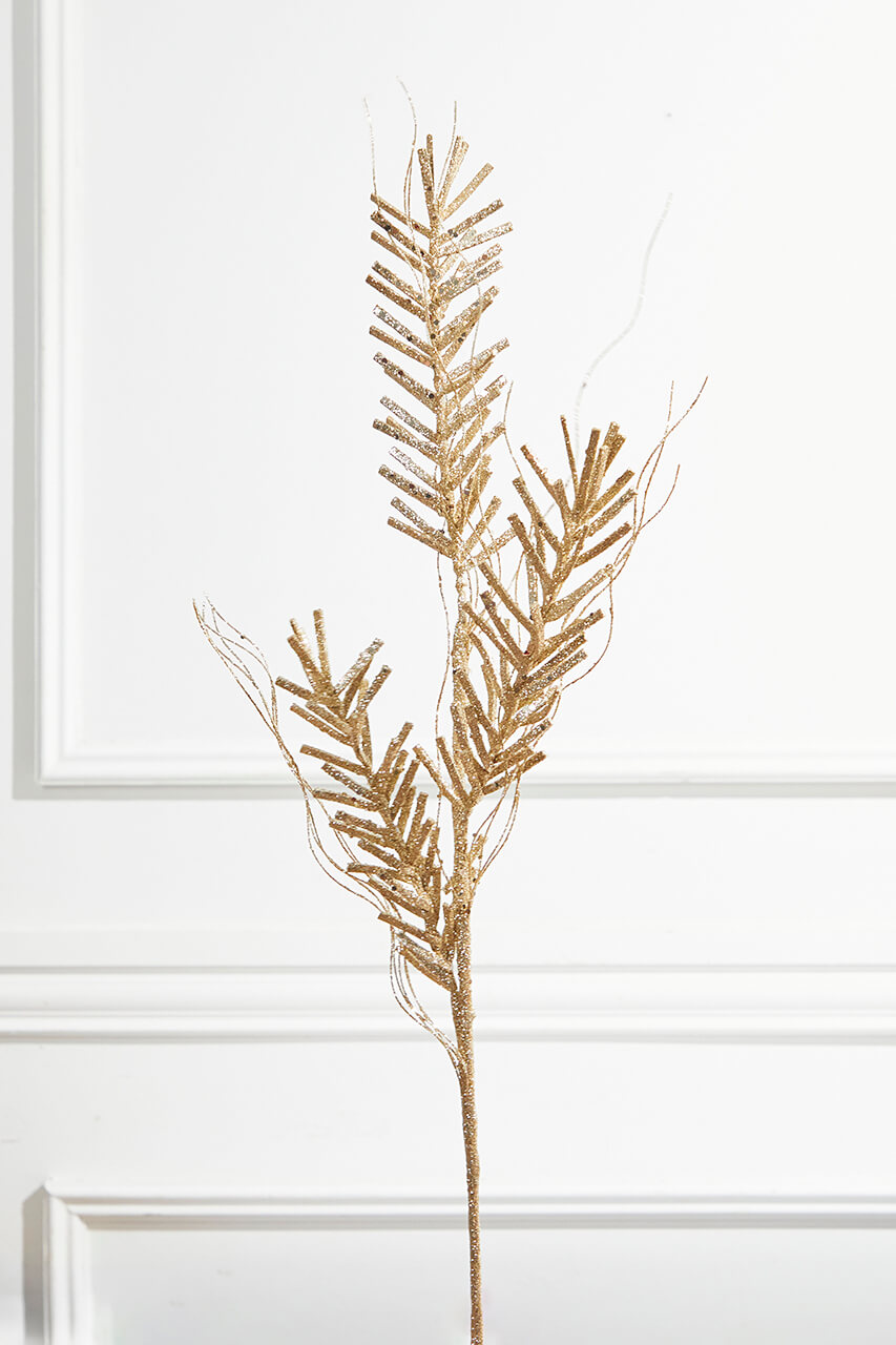 30” Champagne Glitter Sequin Pine Spray