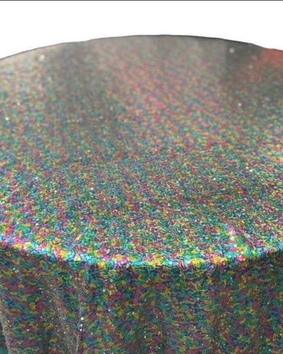 1 Yard Glitz Sequin Tablecloth 108 Inch Round Sparkling Polyester for Weddings and Events
