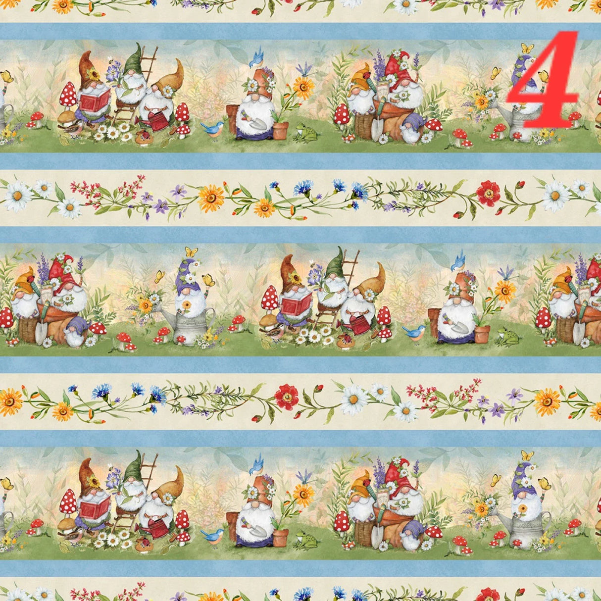 Quilting Cotton Gnome and Garden by Susan Winget