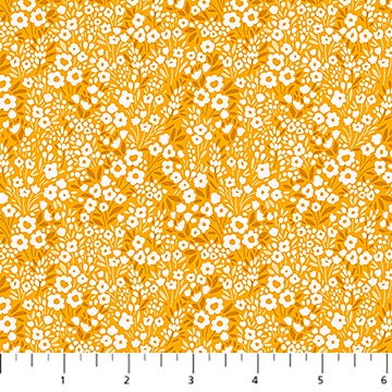 Cotton Print Gold Flora Vista Pocket Posies Fabric